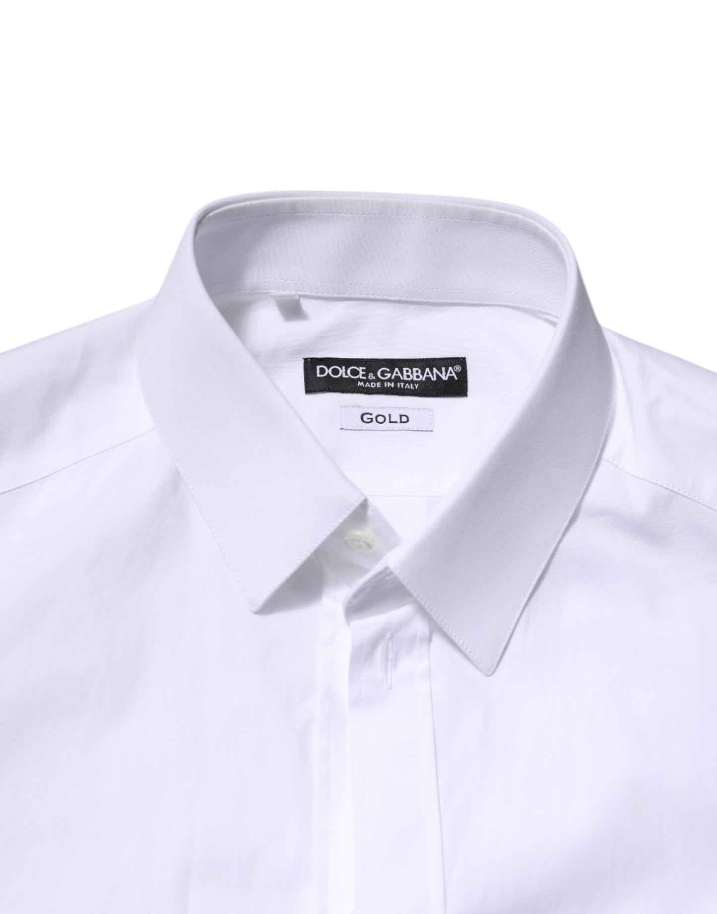 Camisa formal de manga larga de algodón blanco dorado