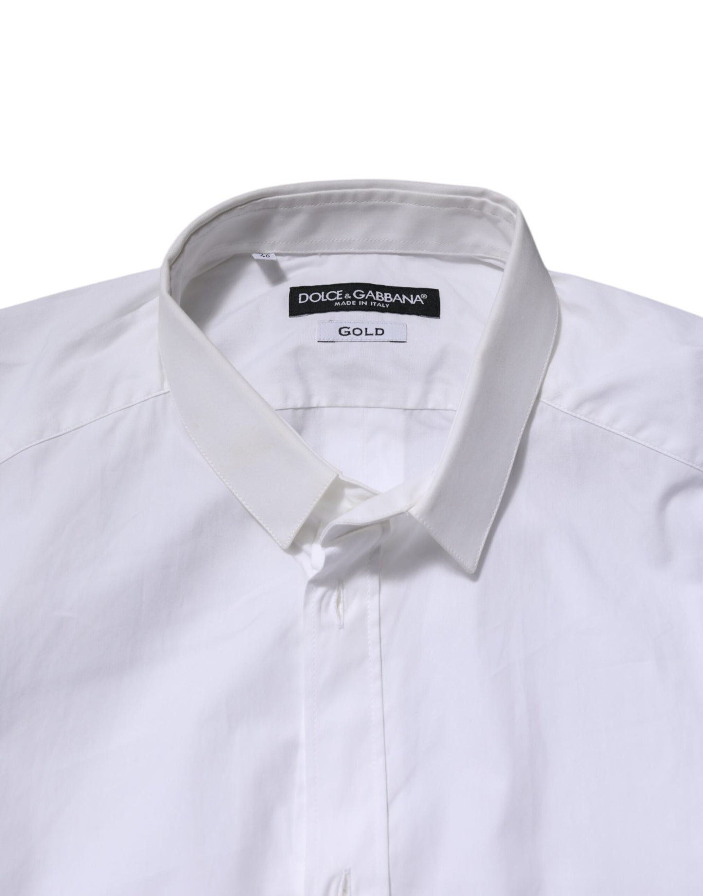 Camisa formal de manga larga de algodón blanco dorado