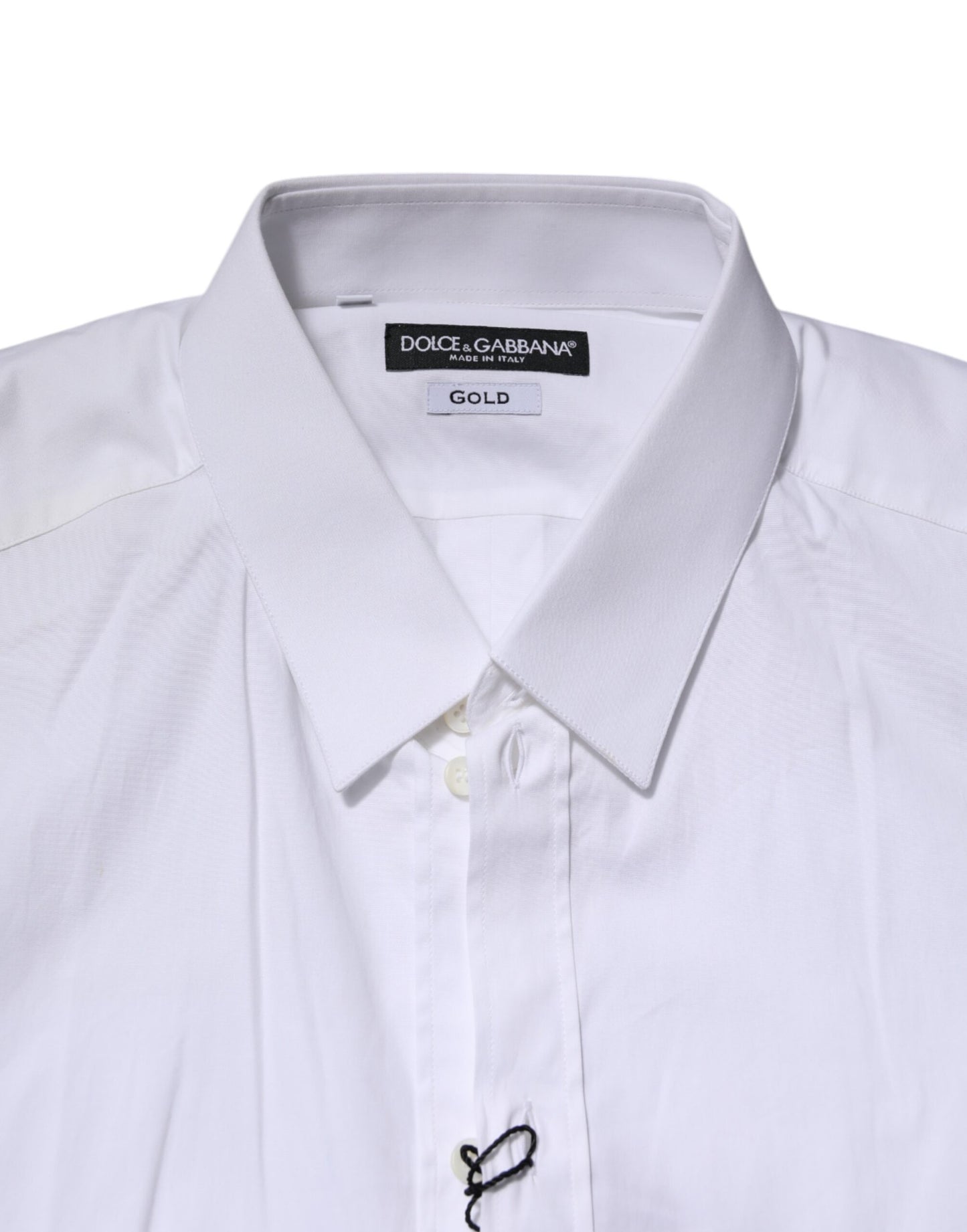 Camisa formal de manga larga de algodón blanco dorado
