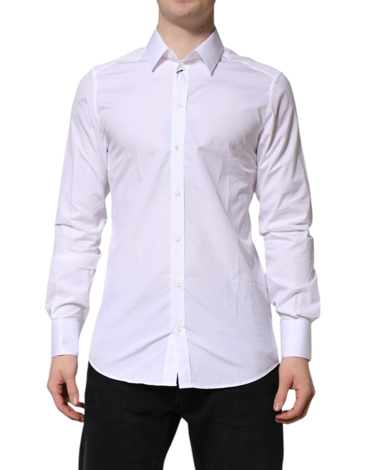 Camisa formal de manga larga blanca dorada