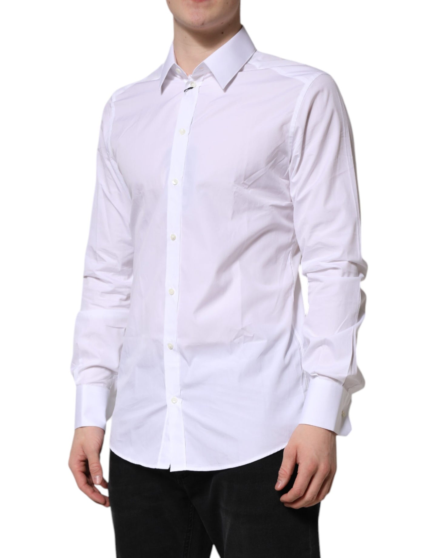 Camisa formal de manga larga blanca dorada