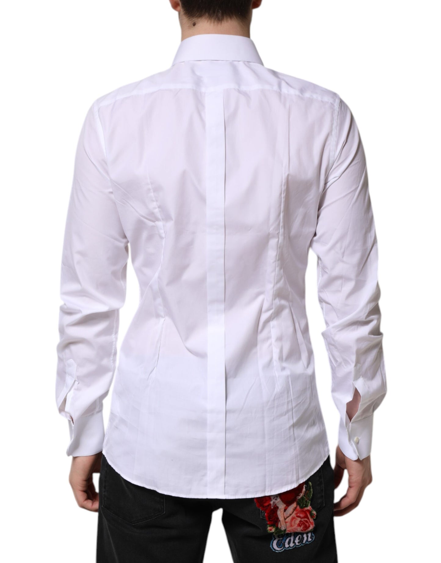 Camisa formal de manga larga blanca dorada
