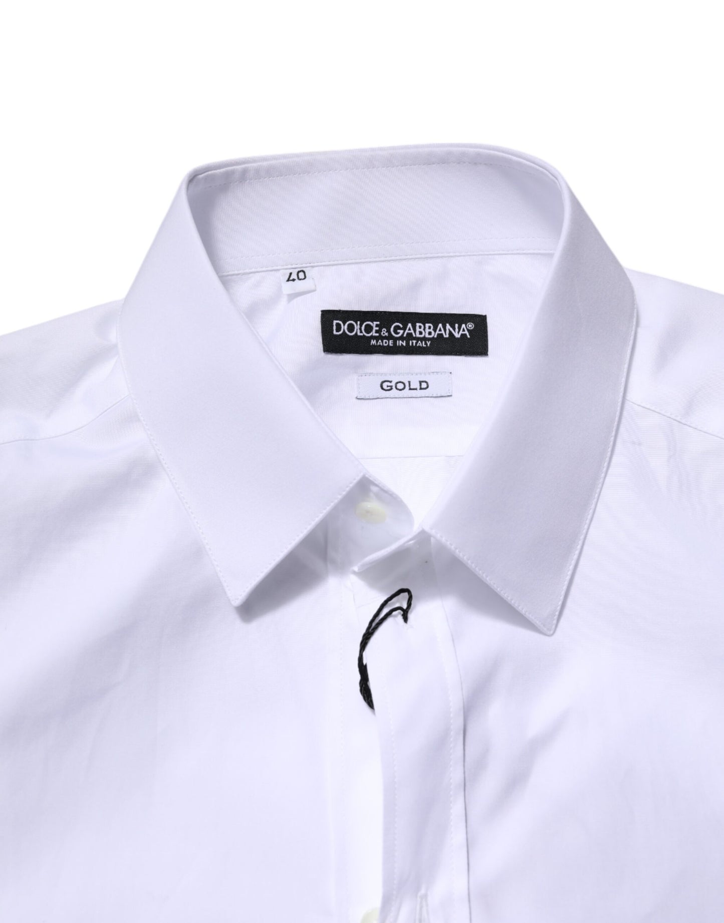 Camisa formal de manga larga blanca dorada