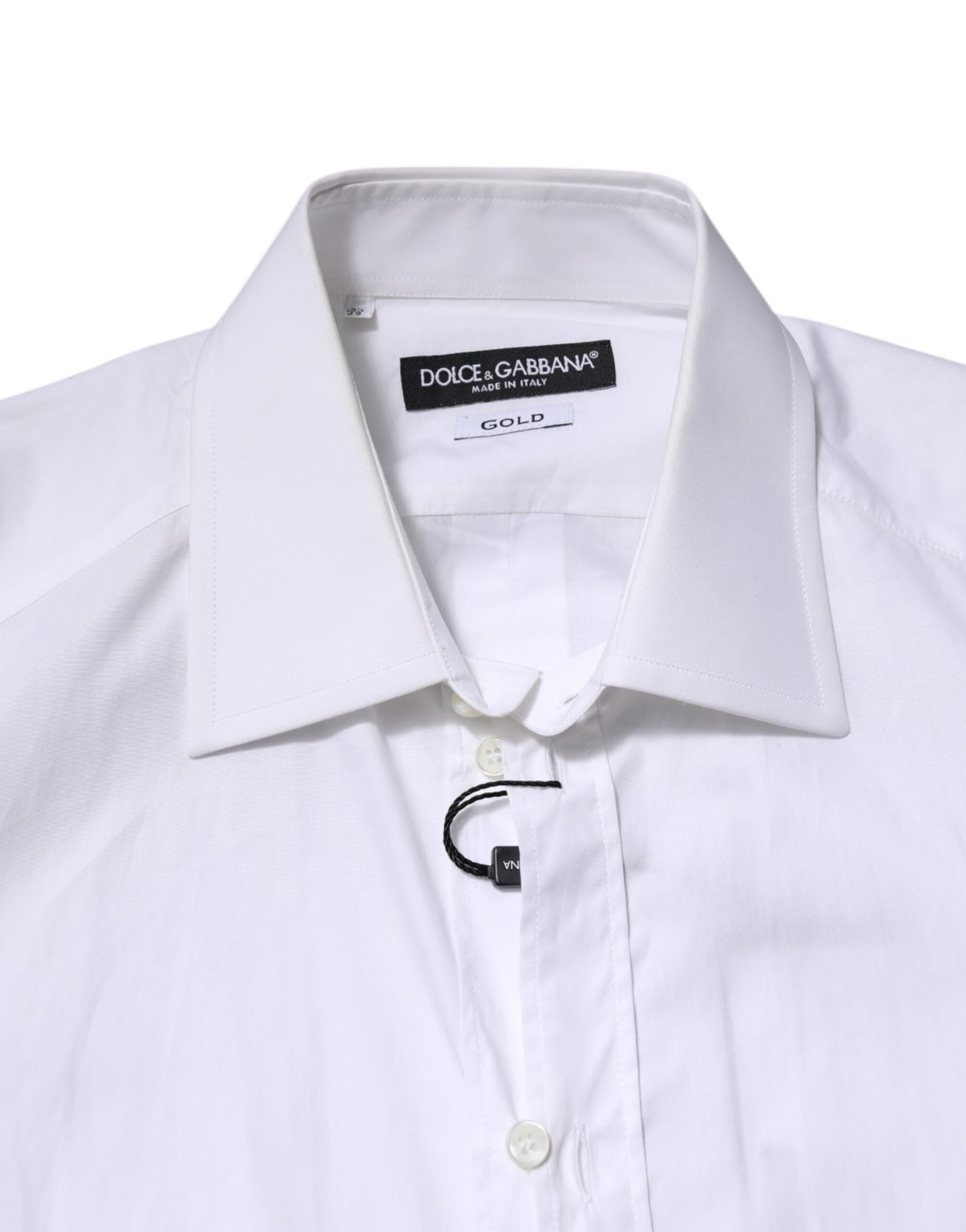 Camisa formal de manga larga para hombre, color blanco y dorado