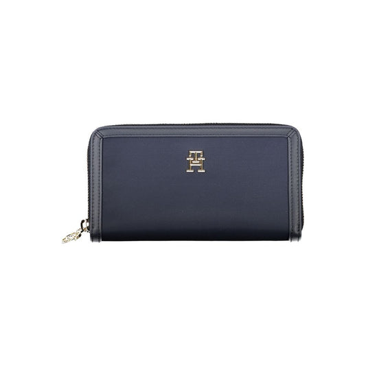 Cartera elegante y sostenible azul con cremallera de seguridad