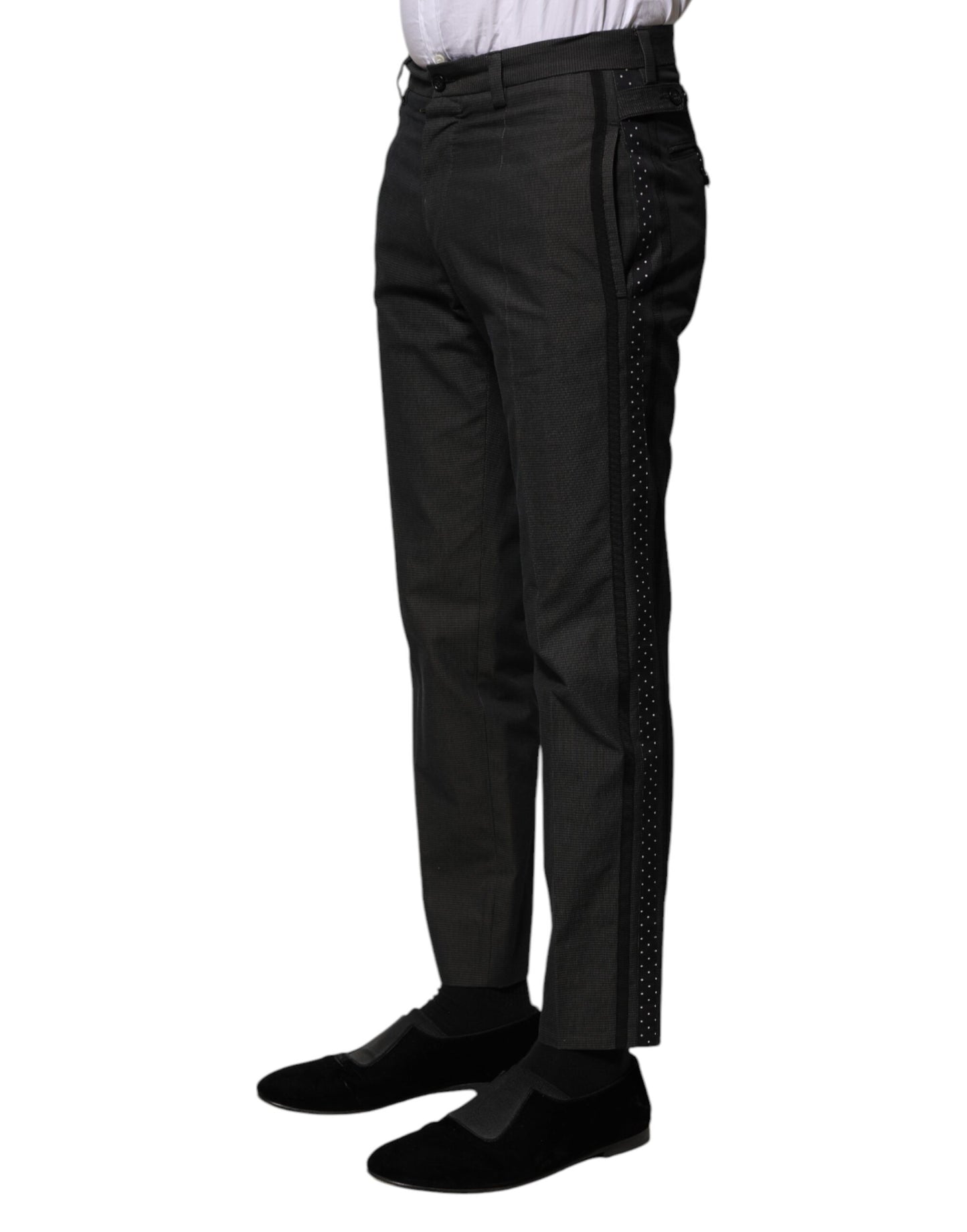 Pantalones formales estampados de algodón gris