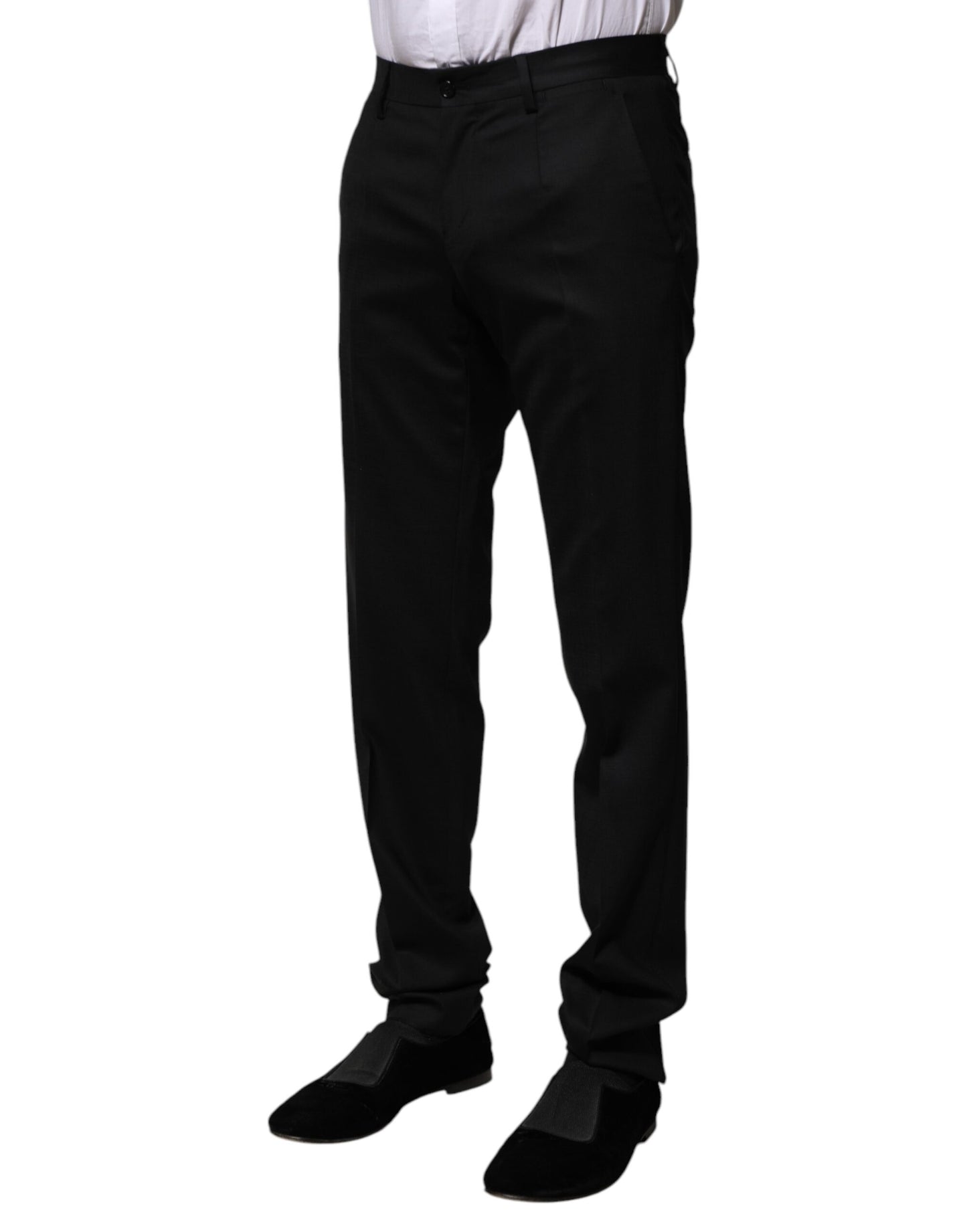 Pantalones de vestir formales de lana negra