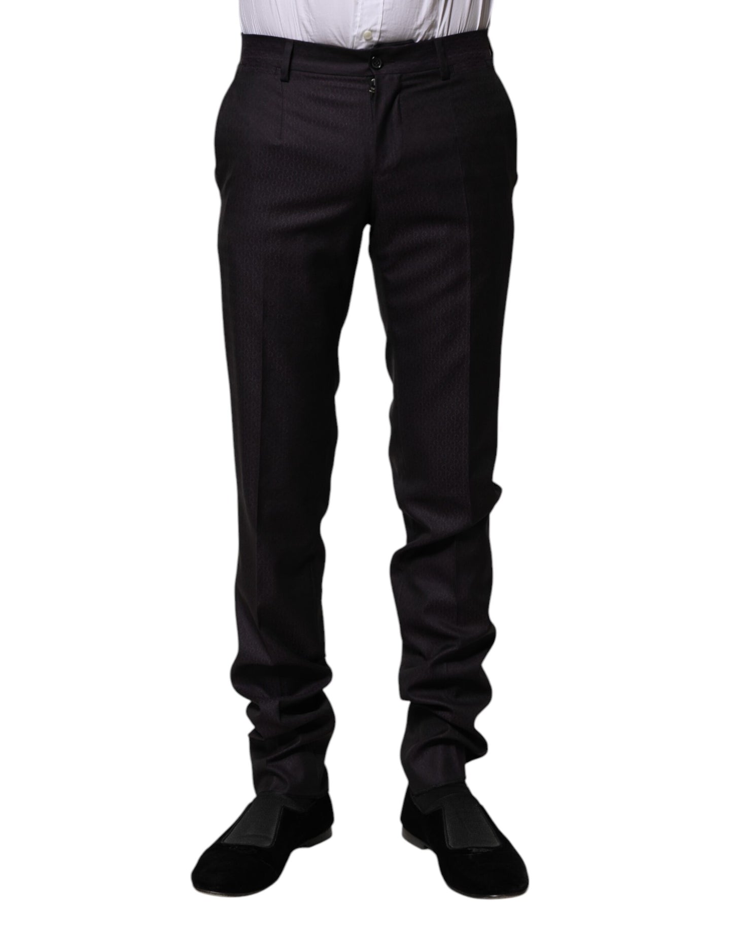 Pantalones formales estampados de lana negra