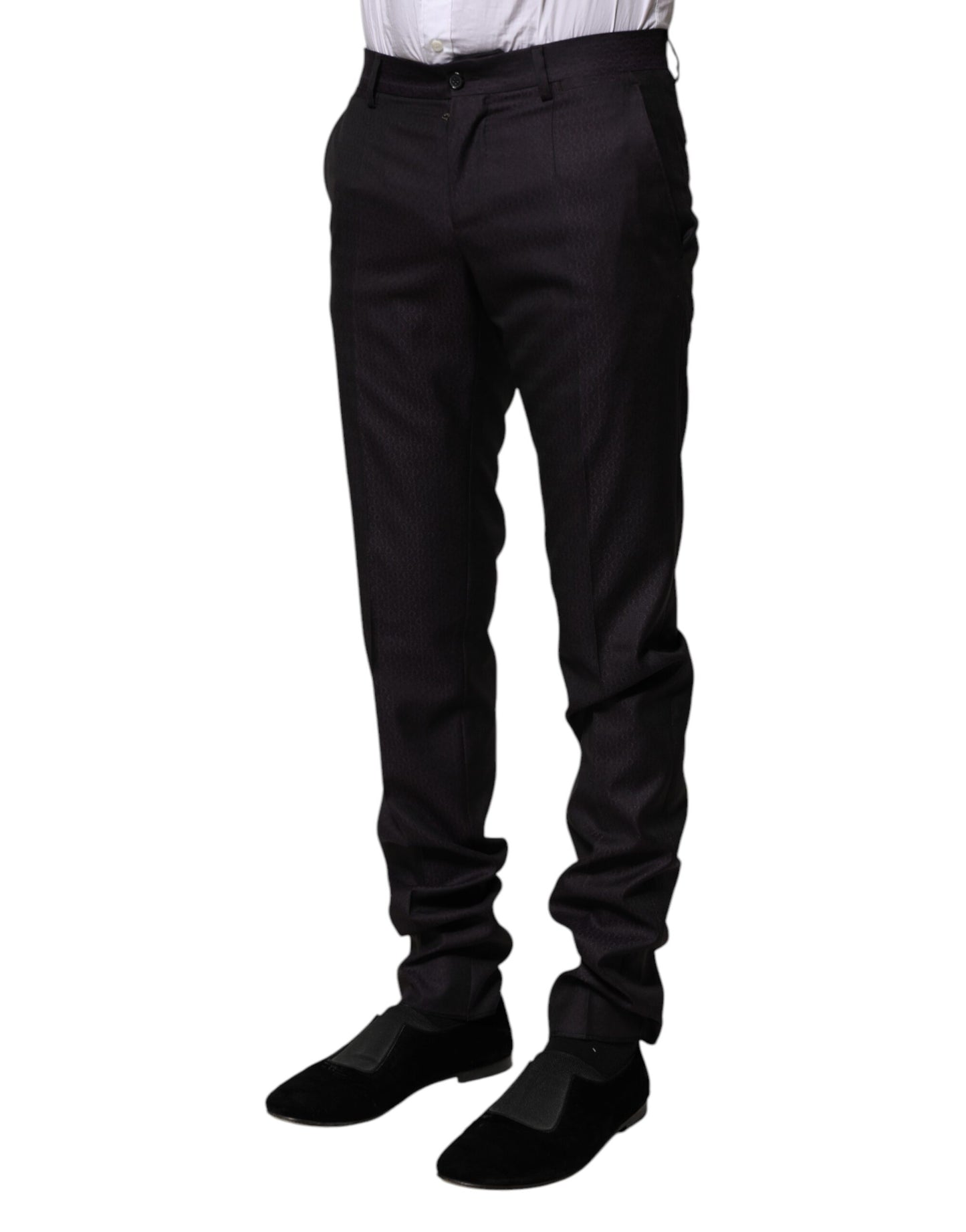 Pantalones formales estampados de lana negra