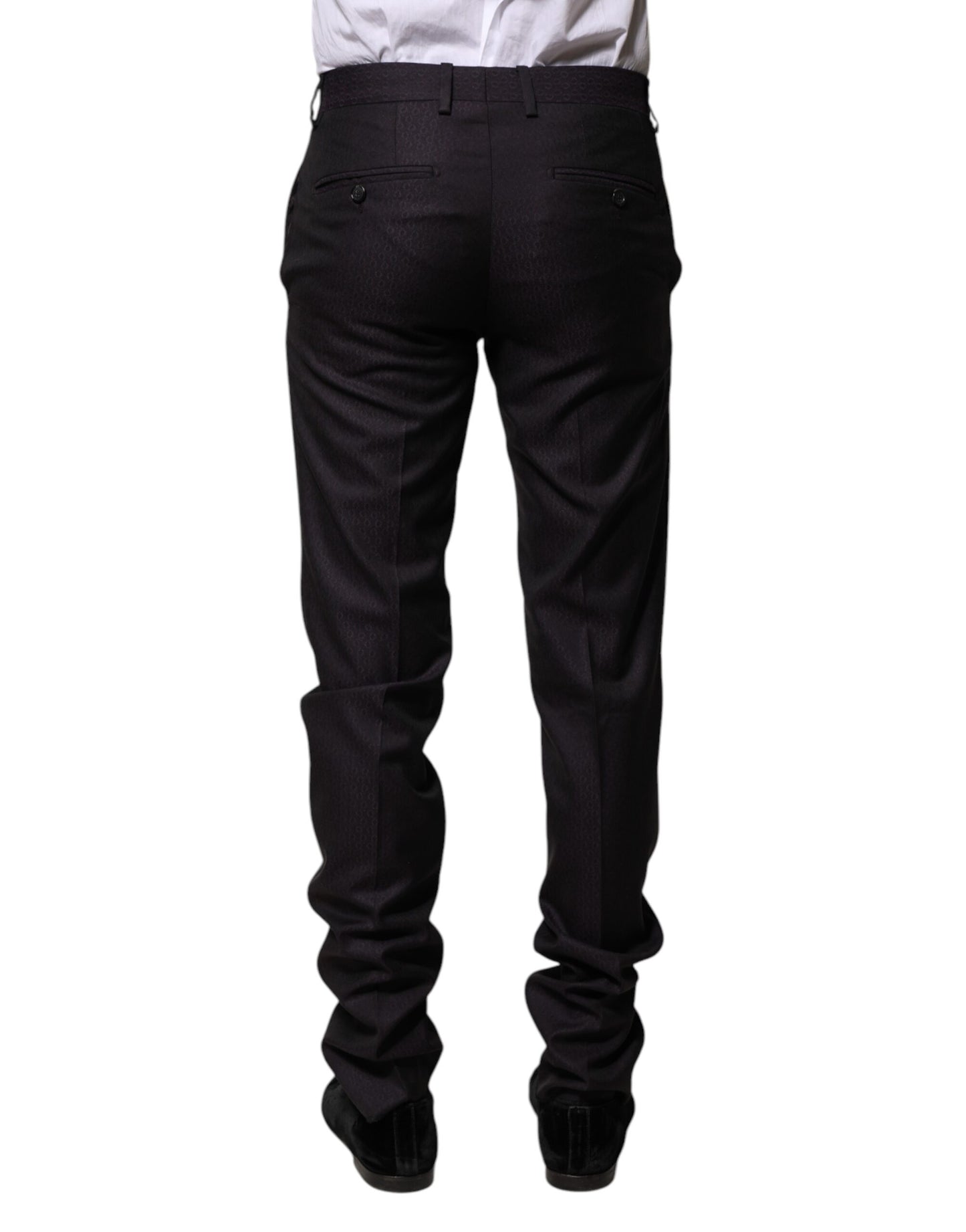 Pantalones formales estampados de lana negra
