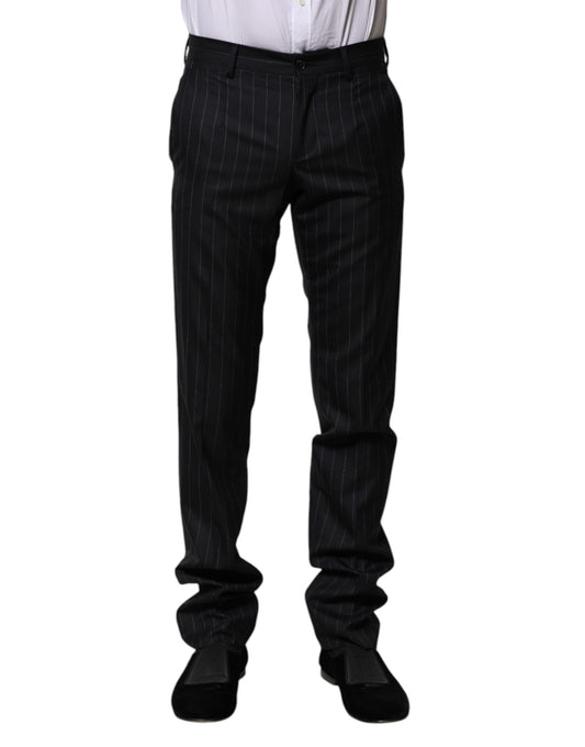Pantalones formales de lana a rayas negras