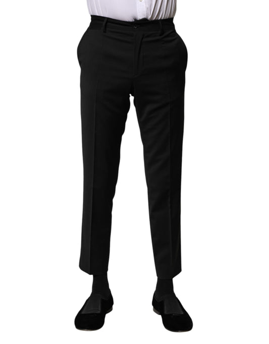 Pantalones formales de lana negra para hombre