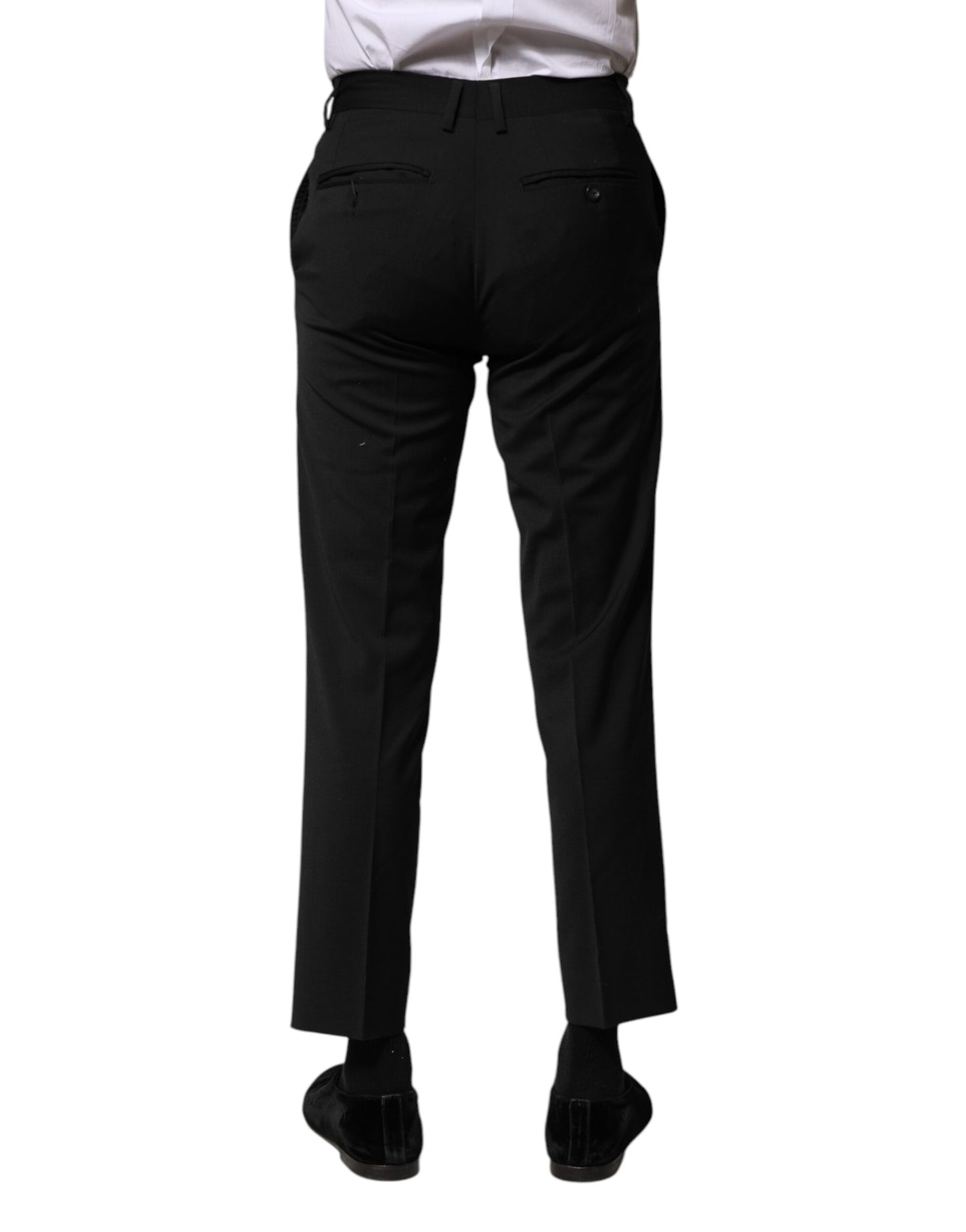 Pantalon court formel en laine noire pour homme