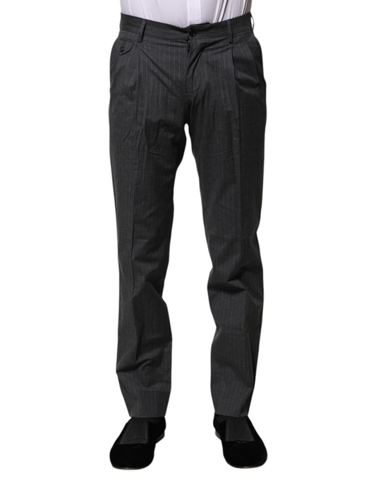 Pantalones formales de algodón a rayas grises