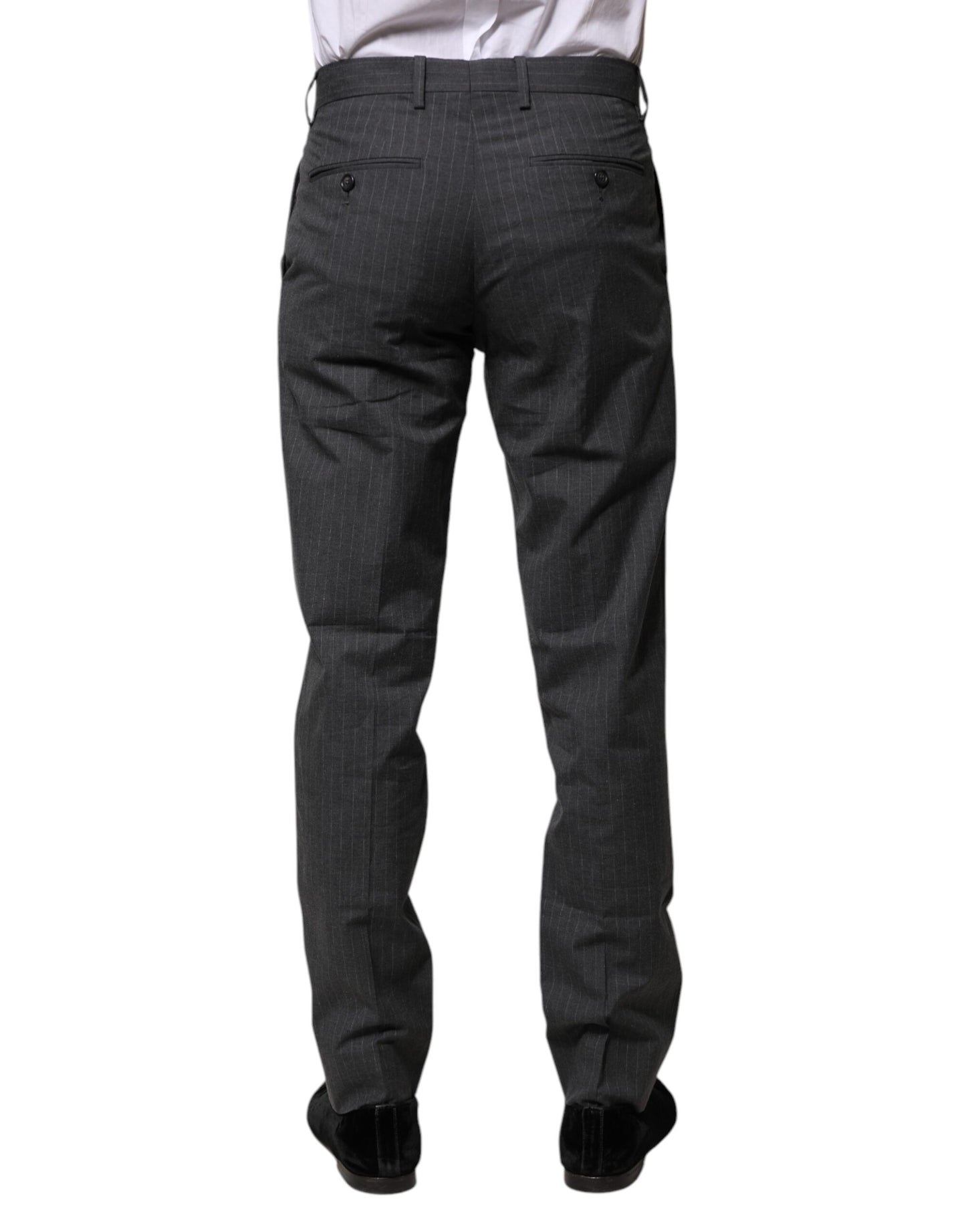 Pantalones formales de algodón a rayas grises