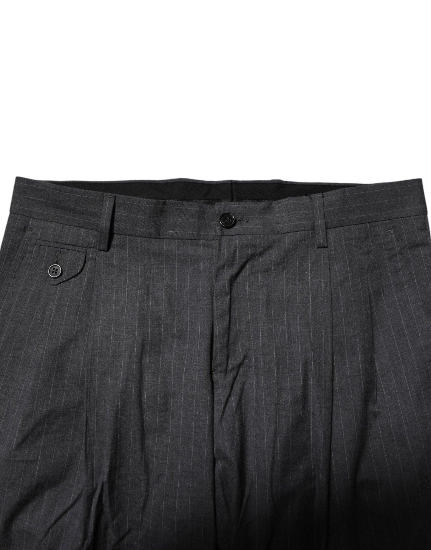 Pantalones formales de algodón a rayas grises