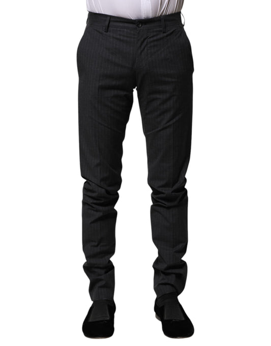 Pantalones formales de algodón a rayas grises