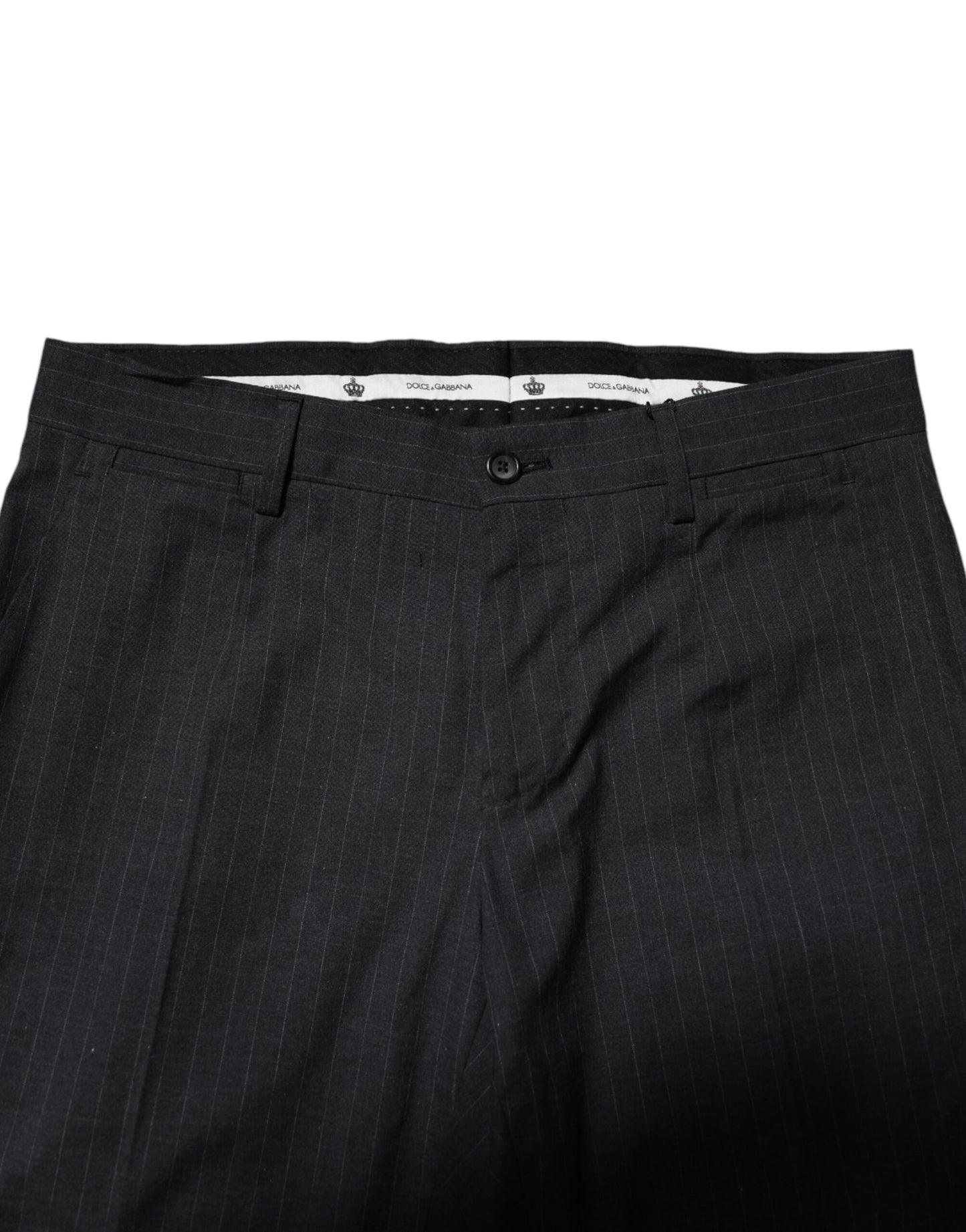 Pantalon habillé en coton à rayures grises