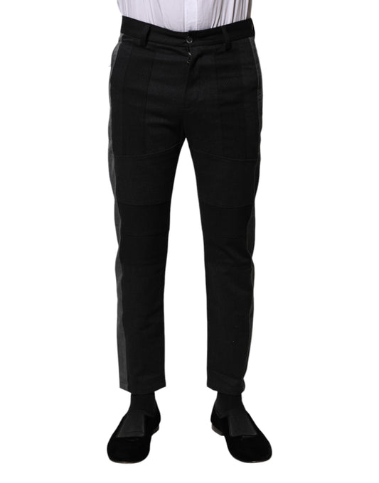 Pantalones formales ajustados de algodón fantasía en gris y negro