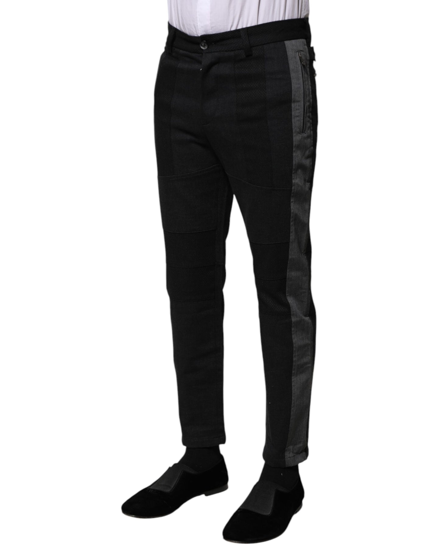 Pantalones formales ajustados de algodón fantasía en gris y negro