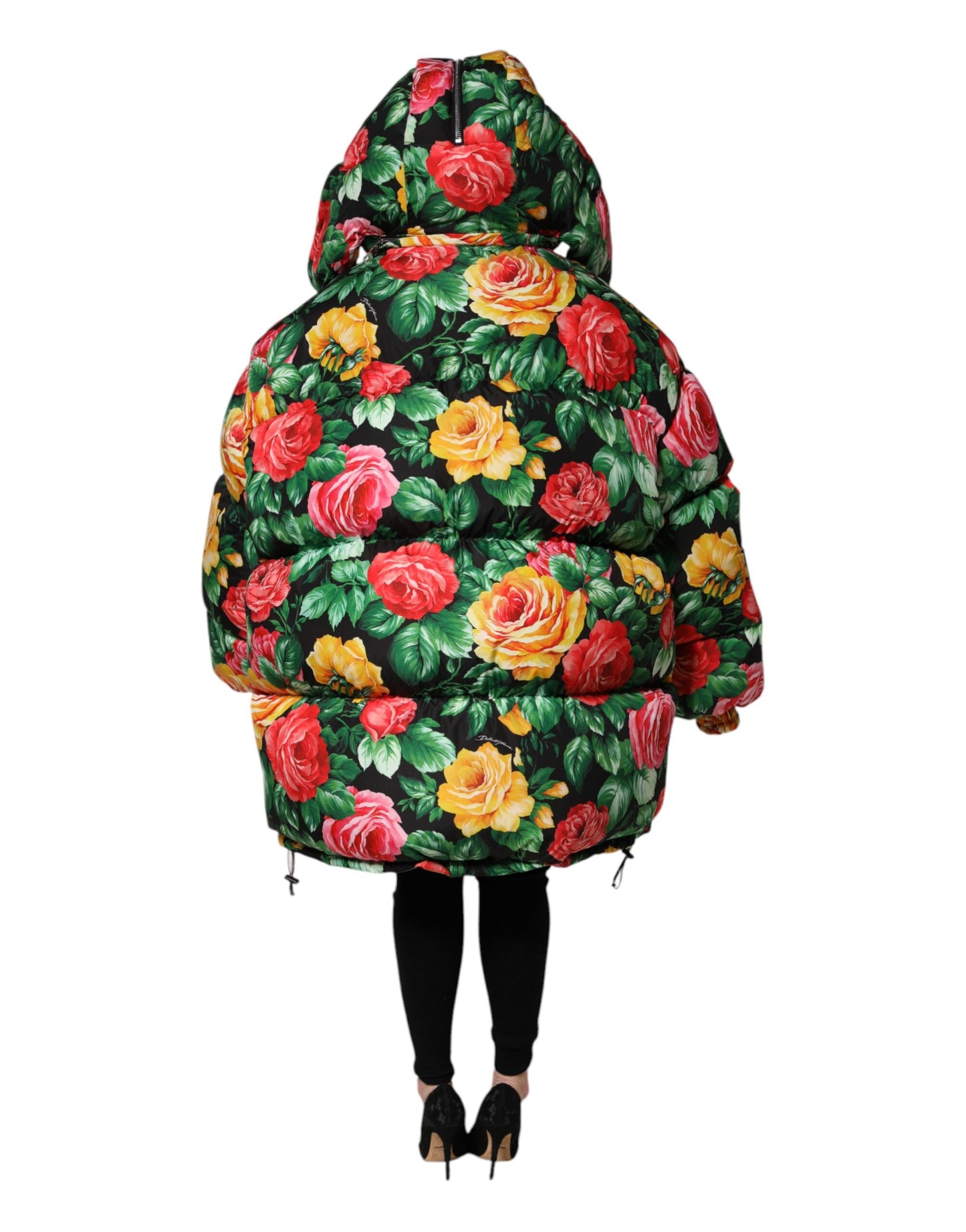 Chaqueta acolchada con capucha y estampado floral multicolor
