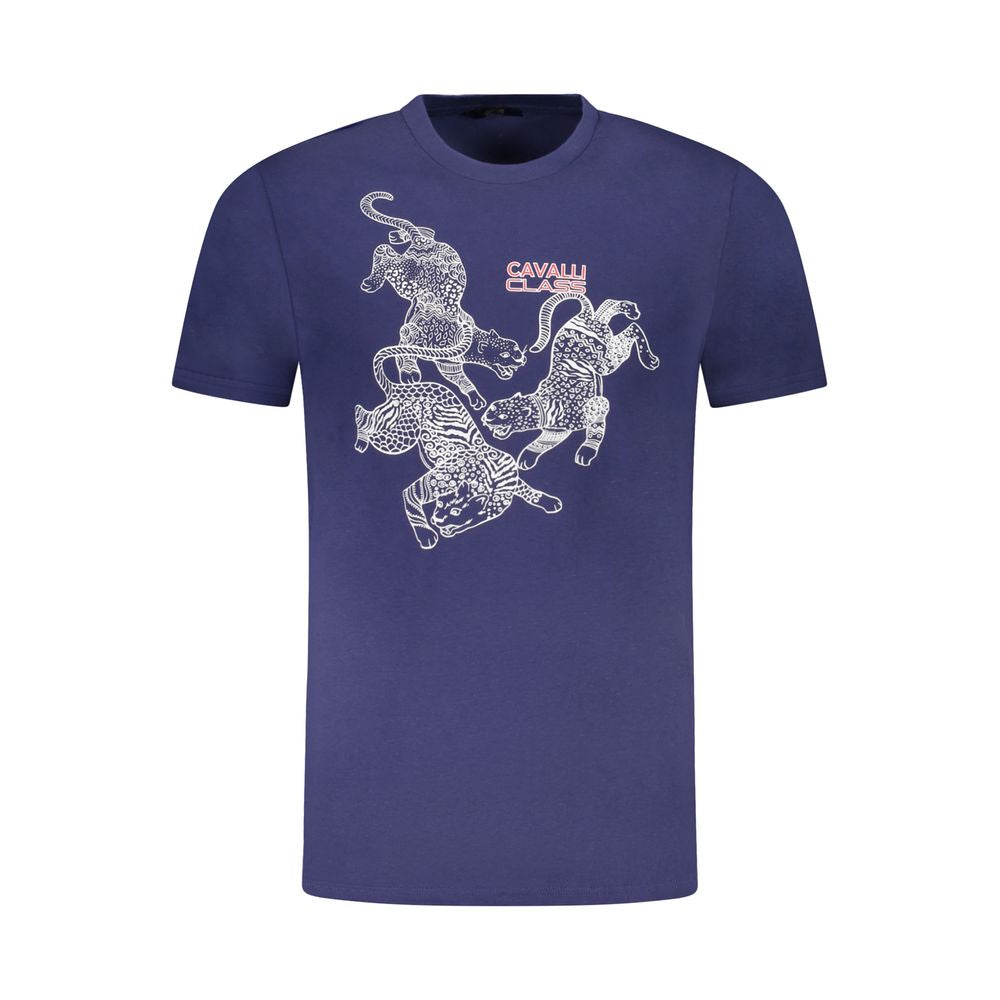 Camiseta de algodón azul para hombre
