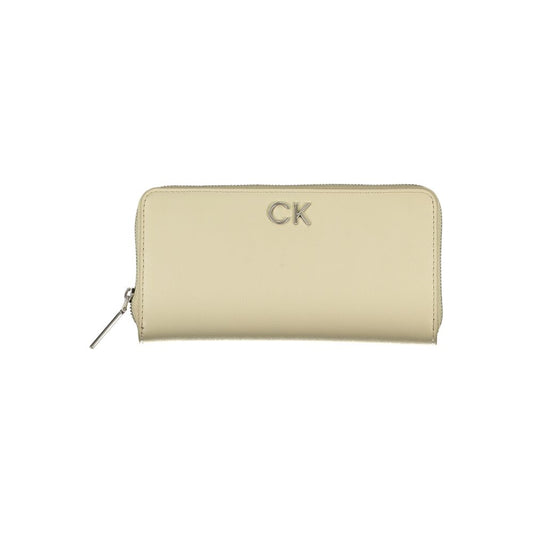 Elegante cartera beige con cremallera y bloqueo RFID