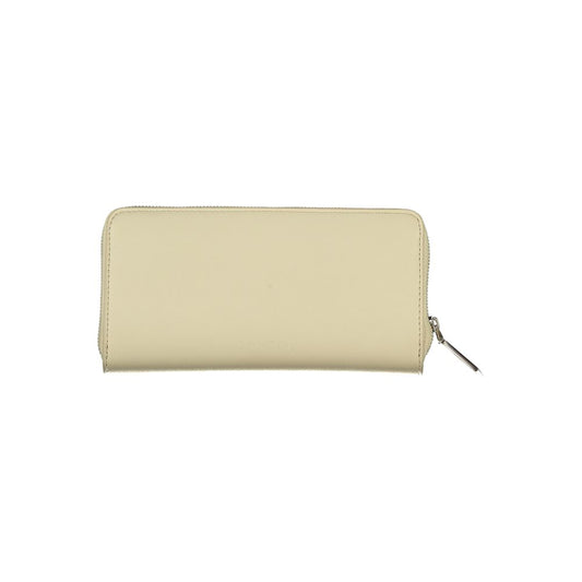 Elegante cartera beige con cremallera y bloqueo RFID