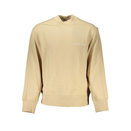 Sudadera beige con cuello redondo y logotipo
