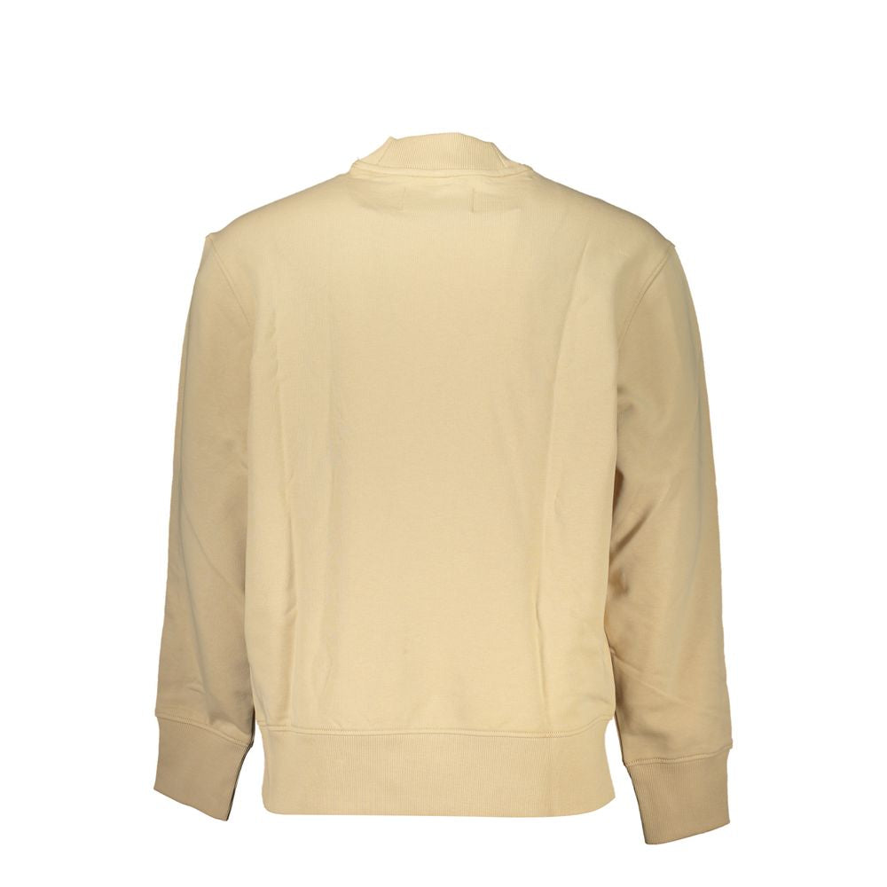 Sudadera beige con cuello redondo y logotipo