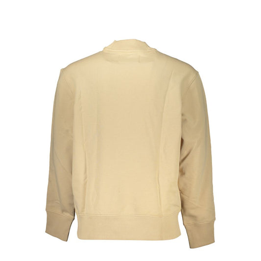 Sudadera beige con cuello redondo y logotipo