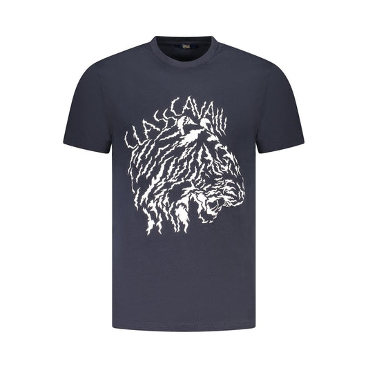 Camiseta de algodón azul para hombre