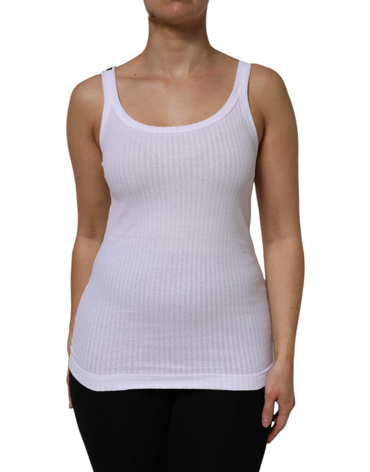 Camiseta sin mangas de algodón blanco con cuello redondo