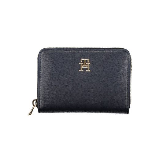 Elegante cartera multiusos azul con cierre de cremallera