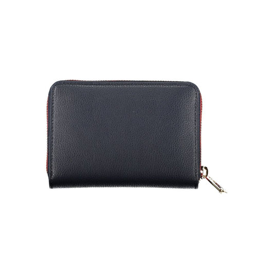 Elegante cartera multiusos azul con cierre de cremallera