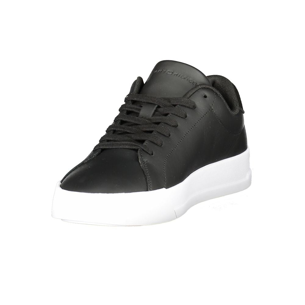 Zapatillas de cuero negro para hombre