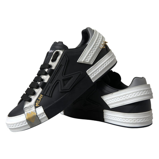Zapatillas bajas de cuero negro Portofino Shoes