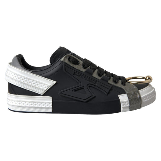 Zapatillas bajas de cuero negro Portofino Shoes