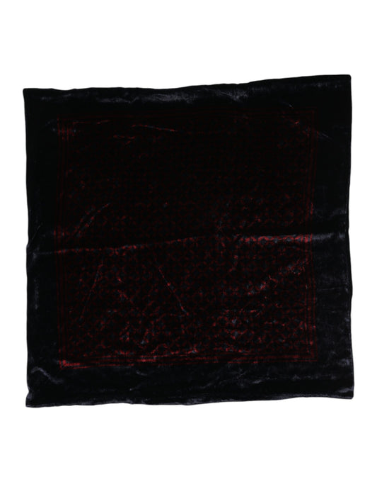Foulard carré en viscose noir et rouge pour homme
