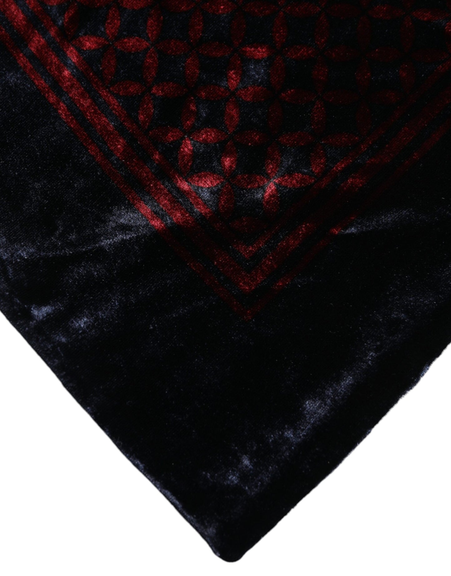 Foulard carré en viscose noir et rouge pour homme