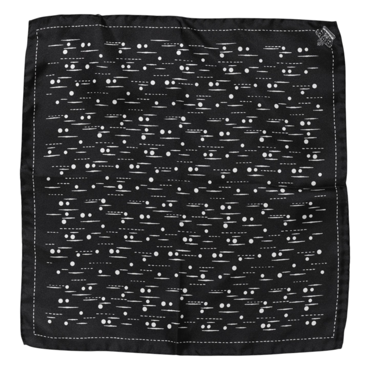 Foulard carré imprimé noir et blanc pour homme