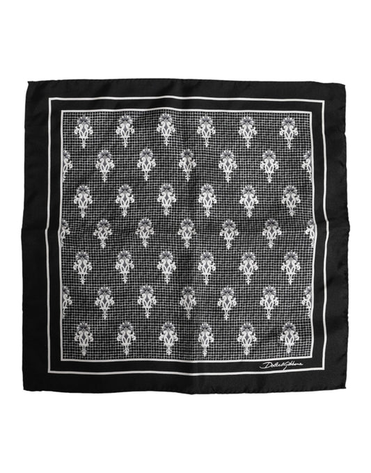 Foulard carré imprimé noir et blanc