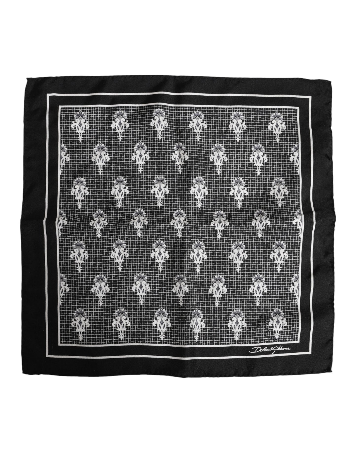 Foulard carré imprimé noir et blanc