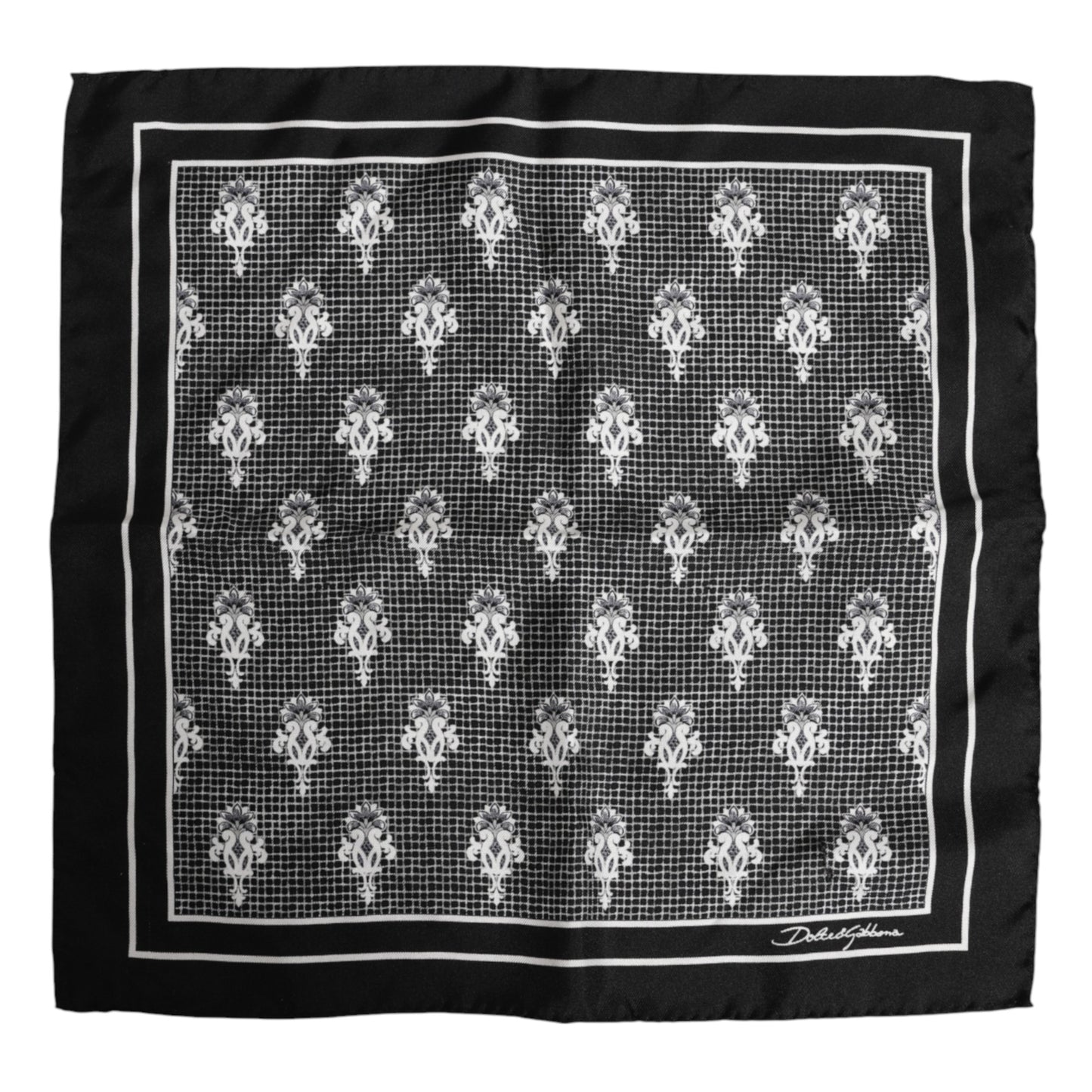 Foulard carré imprimé noir et blanc