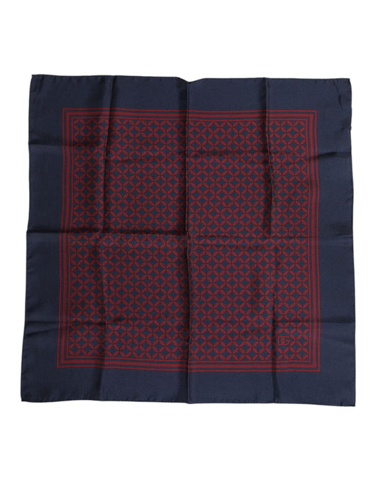 Red Blue Printed Silk Square Men Foulard Scarf