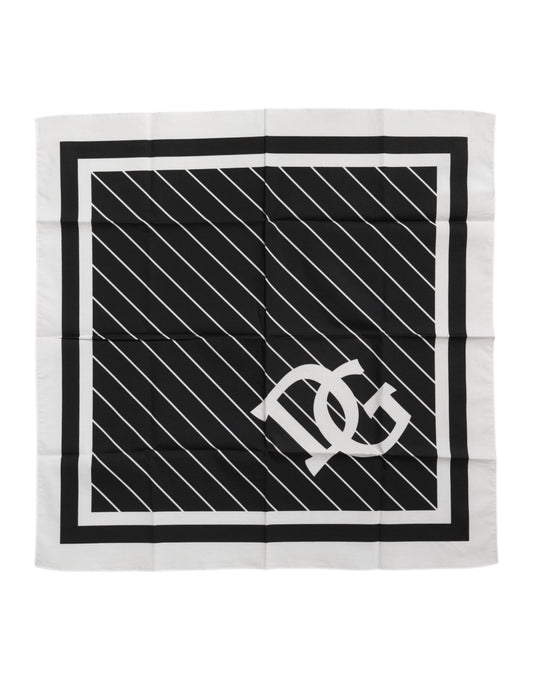 Foulard carré noir et blanc avec logo DG pour homme