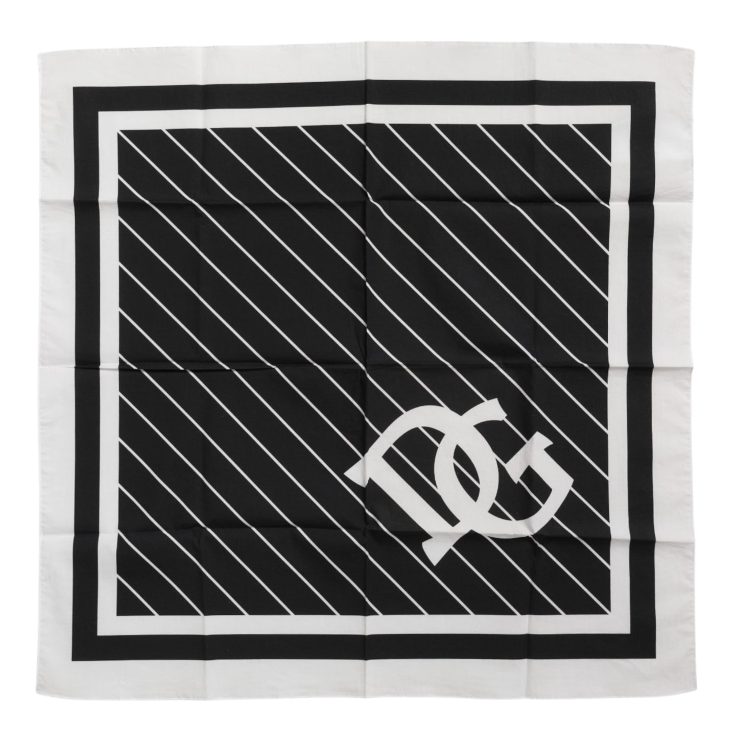 Foulard carré noir et blanc avec logo DG pour homme