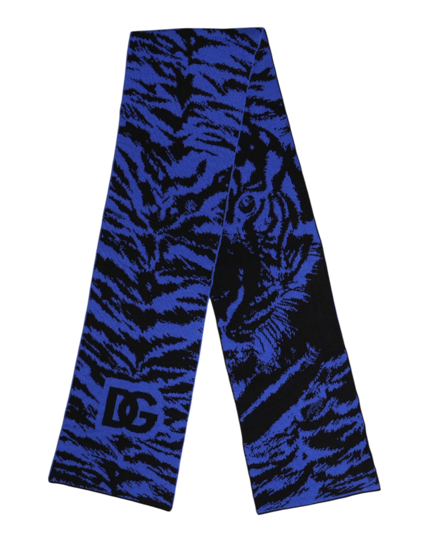 Bufanda tipo chal con logotipo azul y negro