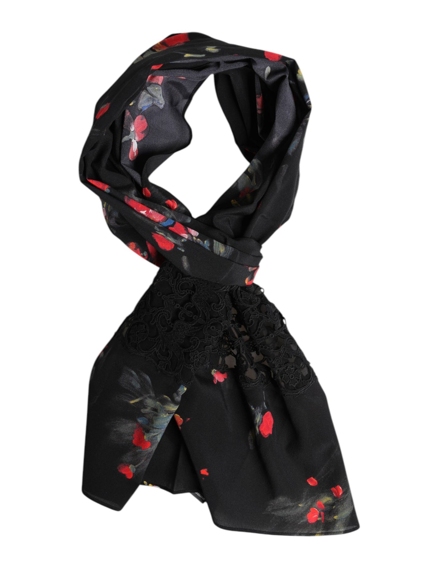 Bufanda envolvente con estampado floral negro
