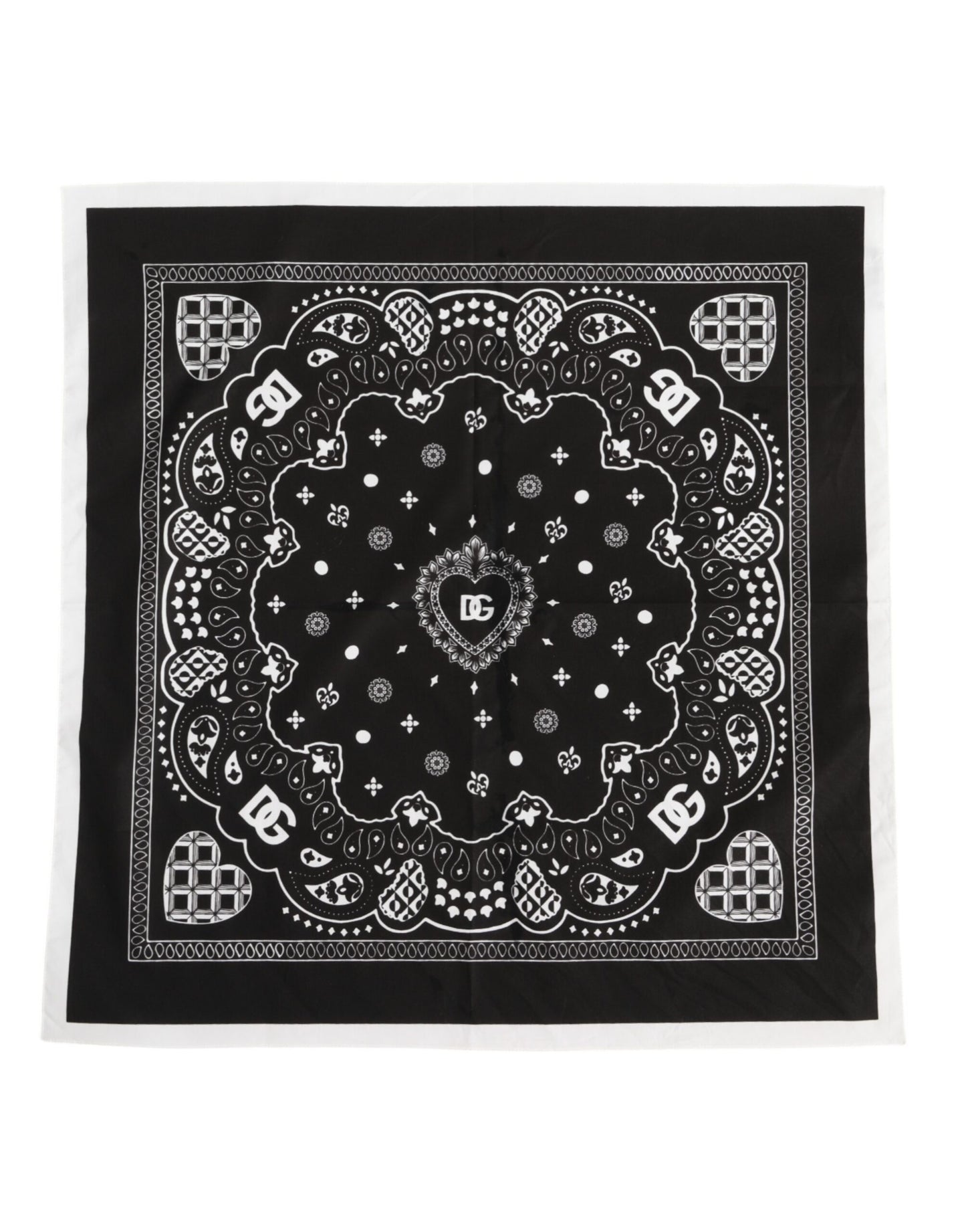 Foulard carré bandana noir et blanc pour homme